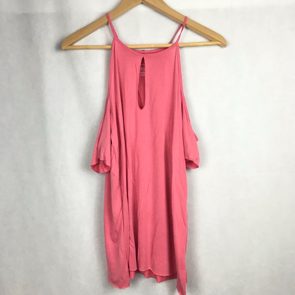 Soft and Sexy Peach  Cold Shoulder Top Small-Casual Collegiate Everyday Basic
